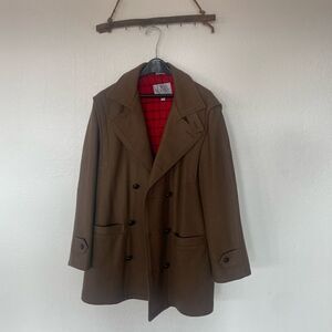 Men’s brown wool pea coat jacket
